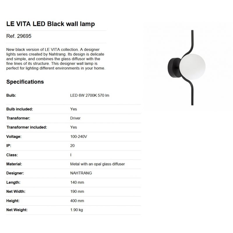 Aplica LED moderna design decorativ LE VITA LED Black