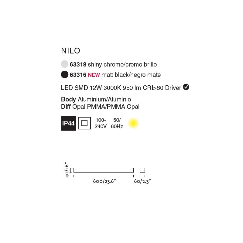Aplica LED oglinda Baie IP44 stil modern liniar NILO-1 neagra