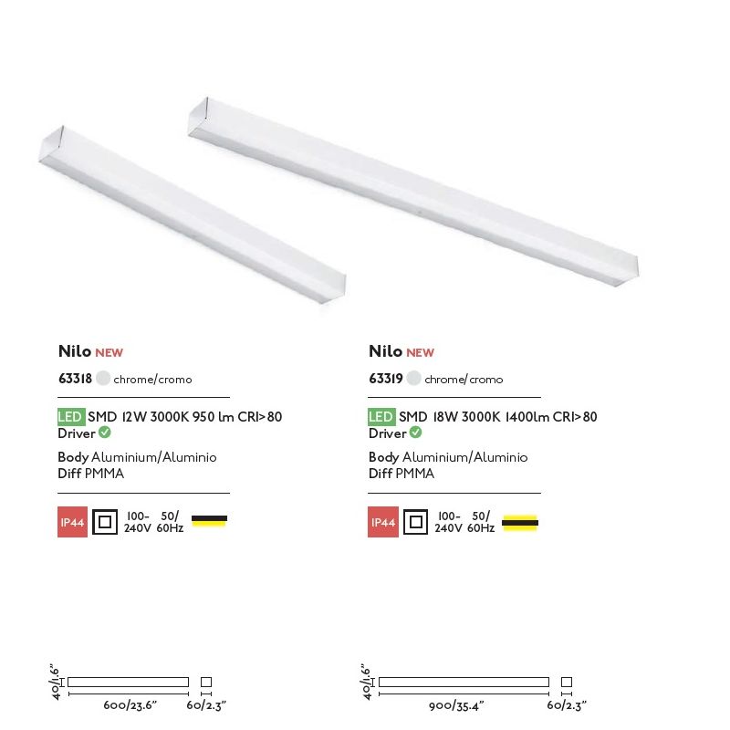 Aplica LED oglinda Baie IP44 stil modern minimalist NILO-1 crom