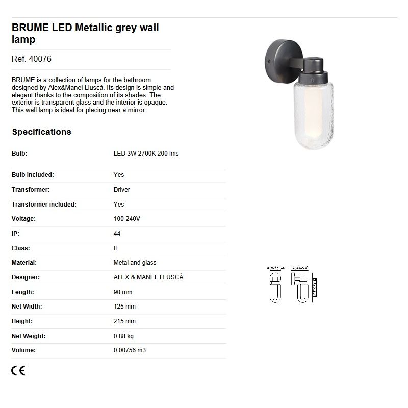 Aplica LED pentru baie design minimalist IP44 BRUME