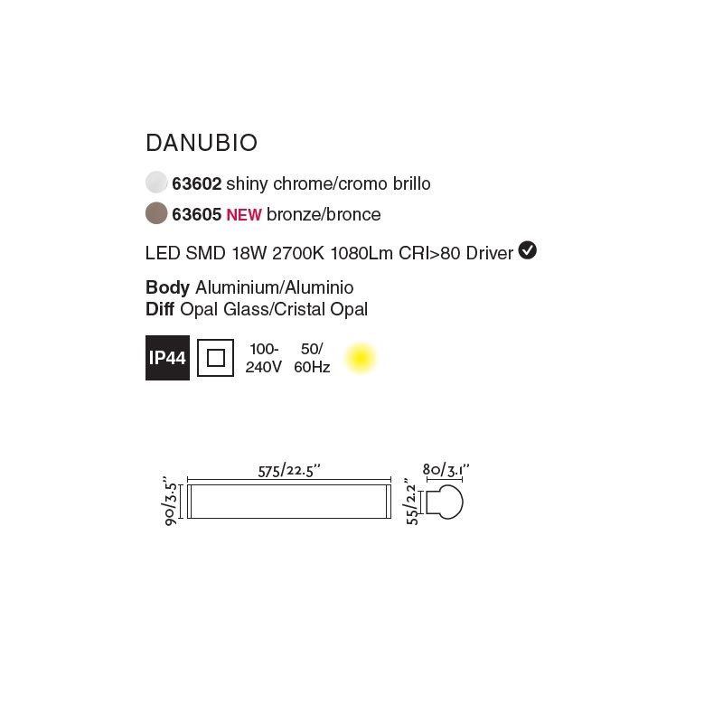 Aplica LED pentru oglinda baie moderna IP44 DANUBIO 18W