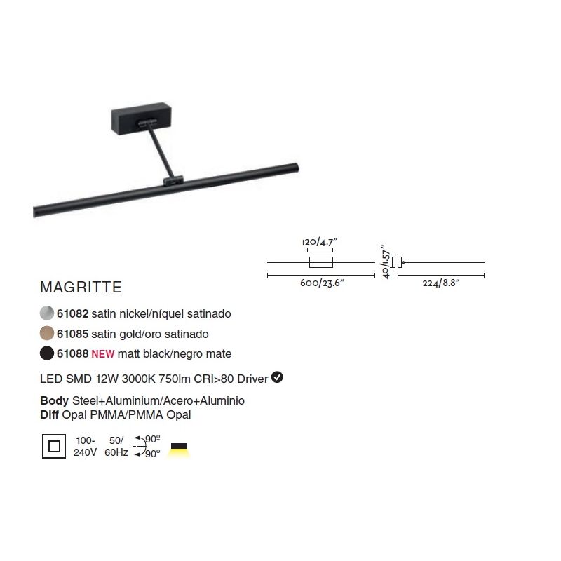 Aplica LED pentru oglinda tablou MAGRITTE-3 black