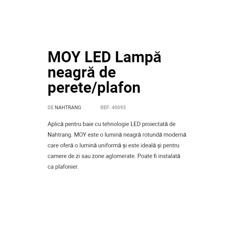 Aplica LED perete/tavan pen negru mattru baie IP44 MOY black