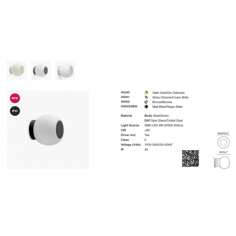 Aplica LED perete/tavan pen negru mattru baie IP44 MOY black