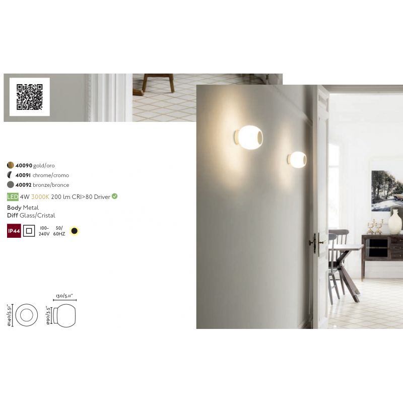 Aplica LED perete/tavan pentru baie IP44 MOY aurie