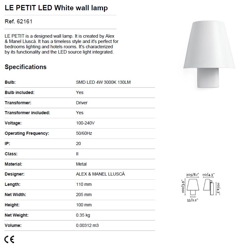 Aplica LED stil modern minimalist LE PETIT alba
