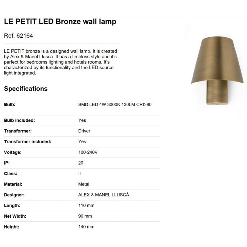 Aplica LED stil modern minimalist LE PETIT LED Bronze