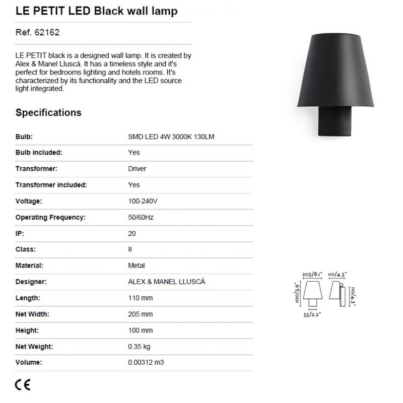 Aplica LED stil modern minimalist LE PETIT neagra