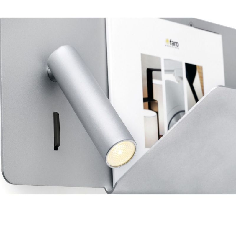 Aplica LED ultra moderna SUAU USB gri dormitor dreapta