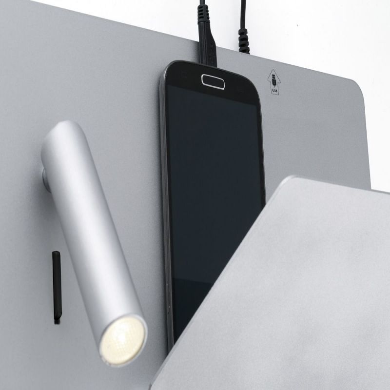 Aplica LED ultra moderna SUAU USB gri dormitor dreapta