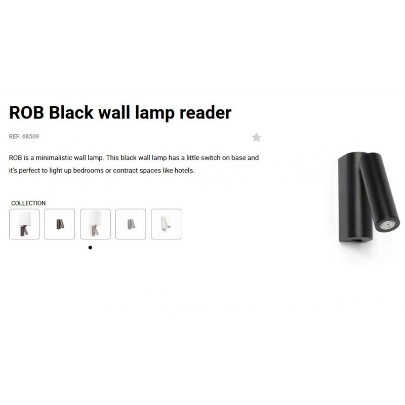 Aplica moderna cu reader LED design minimalist ROB neagra