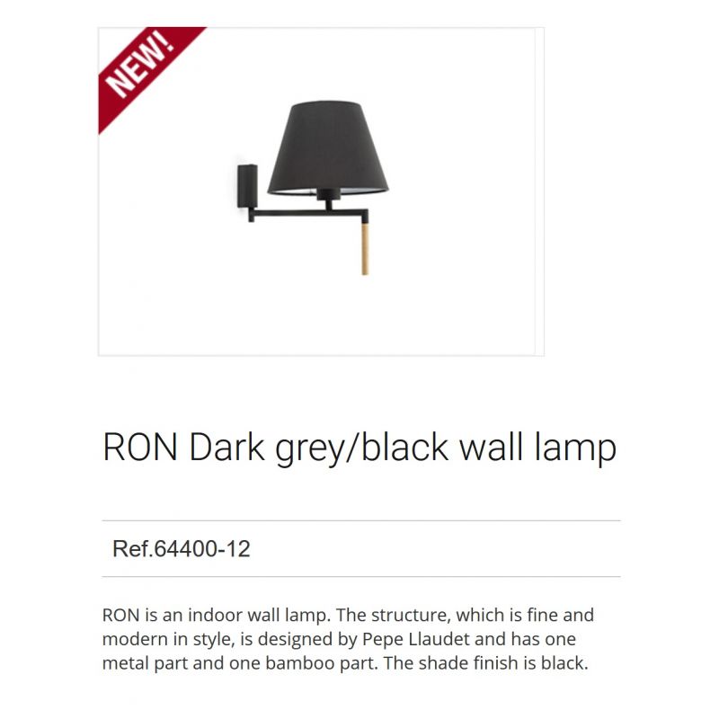 Aplica moderna directionabila design elegant RON gri inchis/negru