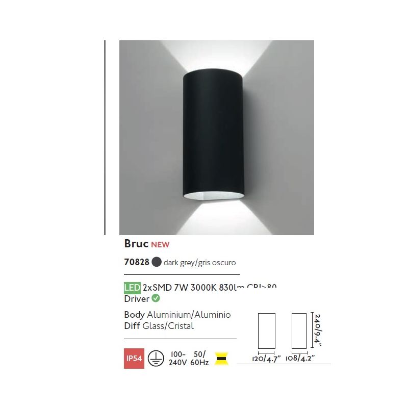 Aplica moderna LED exterior Up/Down IP54 BRUC