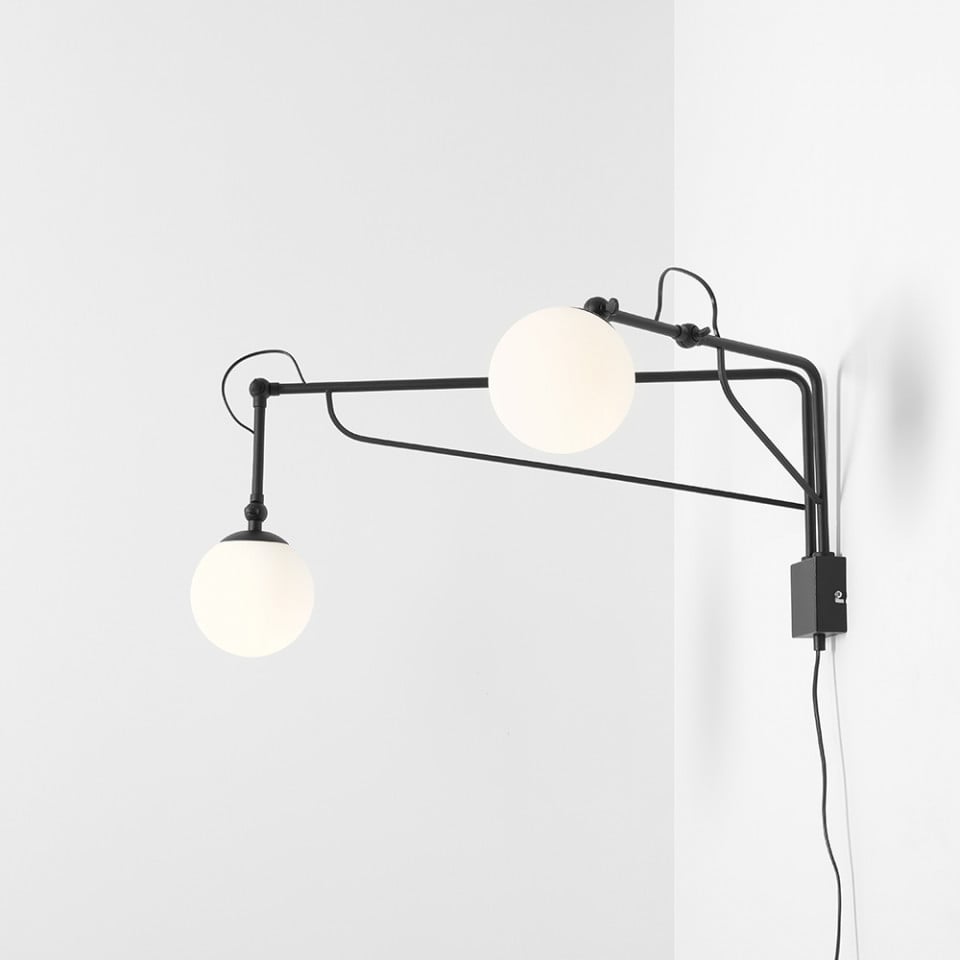 Aplica neagra/alba din metal cu 2 becuri Soho Avy Aldex