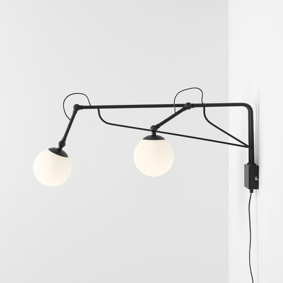 Aplica neagra/alba din metal cu 2 becuri Soho Avy Aldex