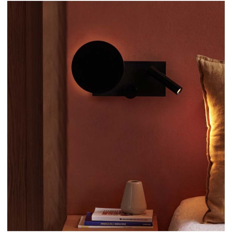 Aplica perete ambientala cu reader LED KLEE negru stanga