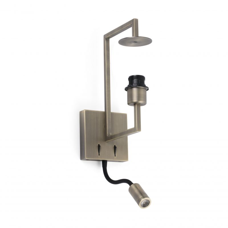 Aplica perete cu reader LED design clasic FRAME auriu antic/alb