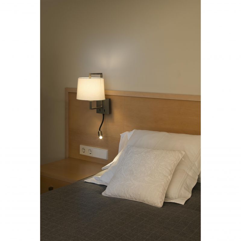 Aplica perete cu reader LED design clasic FRAME auriu antic/alb