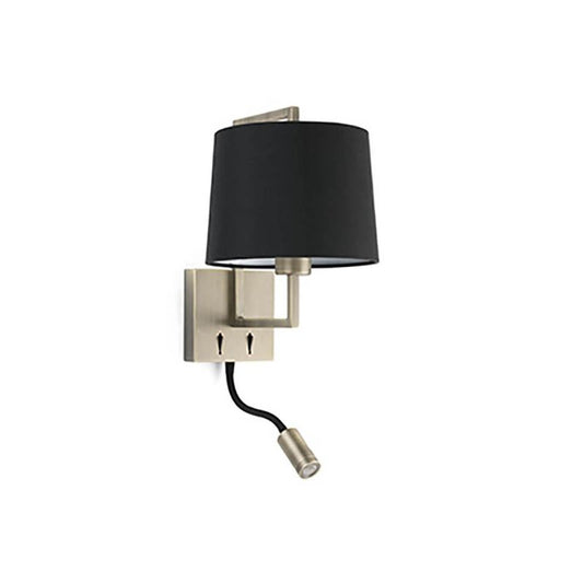 Aplica perete cu reader LED design clasic FRAME auriu antic/negru
