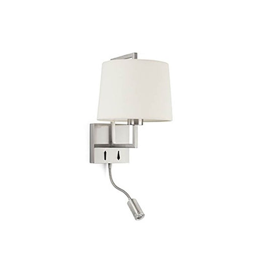 Aplica perete cu reader LED design clasic FRAME nickel/alb