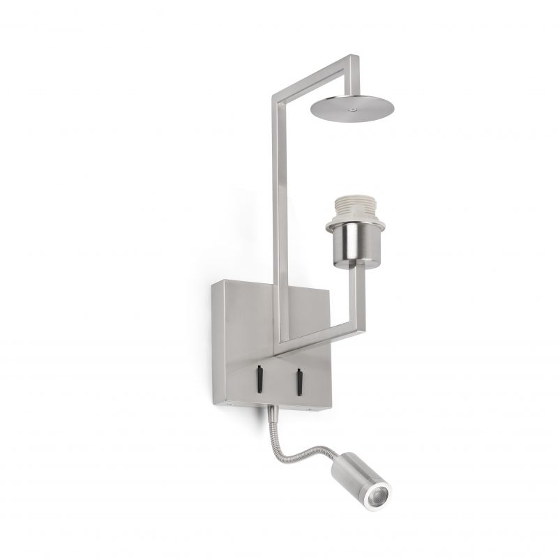 Aplica perete cu reader LED design clasic FRAME nickel/alb