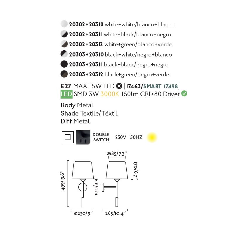 Aplica perete cu reader LED moderna design elegant SAVOY neagra