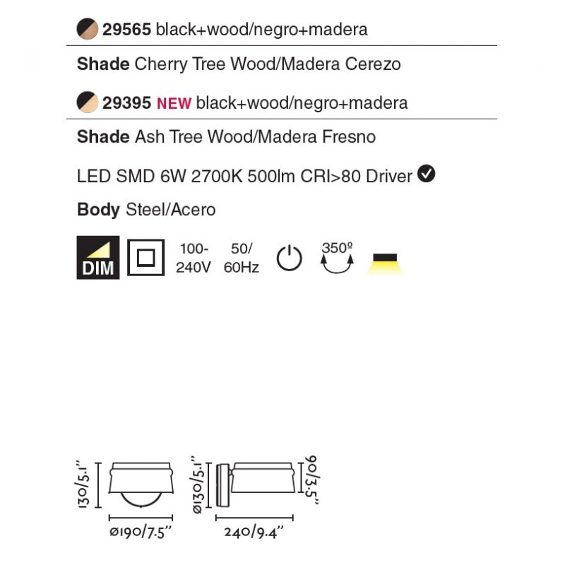Aplica perete LED dimabila design deosebit LOOP frasin