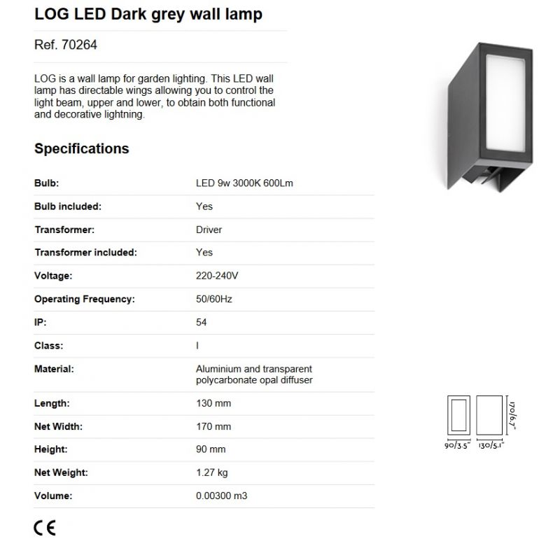 Aplica perete LED exterior IP54 stil decorativ LOG