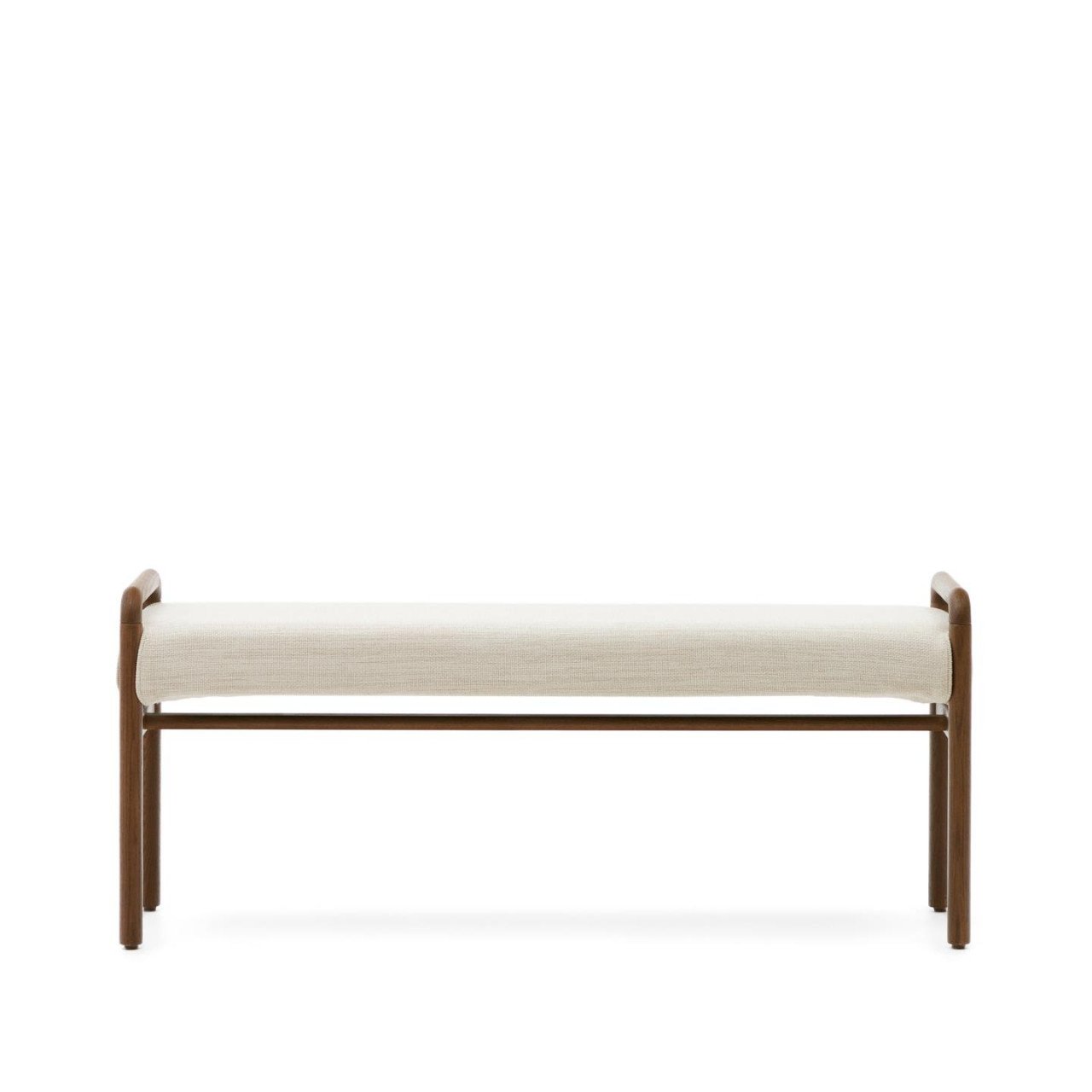 Bancheta exterior crem/maro inchis din lemn 120 cm Macaret Kave Home