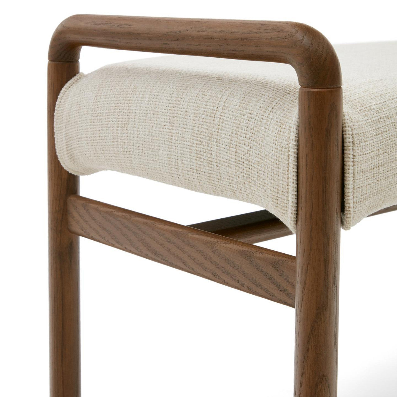 Bancheta exterior crem/maro inchis din lemn 120 cm Macaret Kave Home