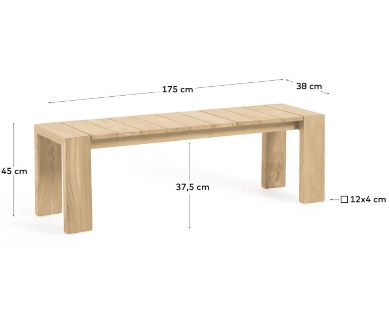 Bancheta exterior maro din lemn 175 cm Victoire Kave Home