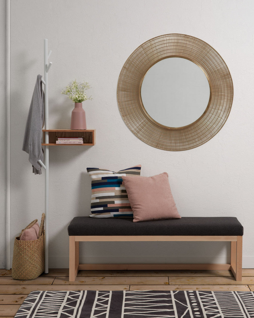 Bancheta gri din textil 128 cm Loya Kave Home