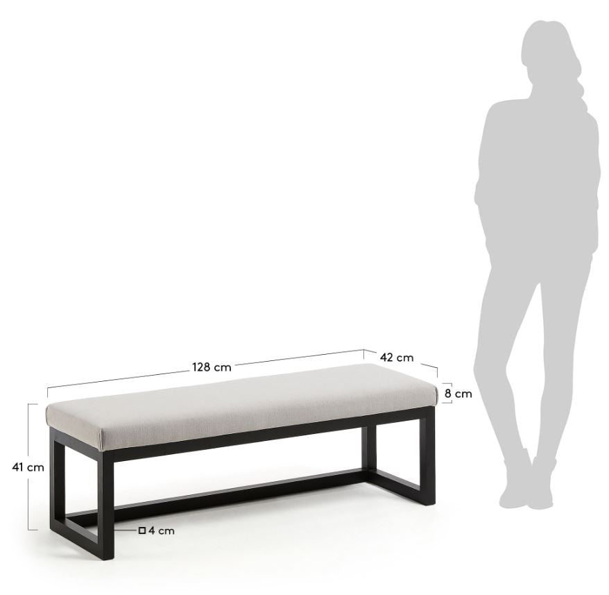 Bancheta gri/neagra din textil 128 cm Yola Kave Home