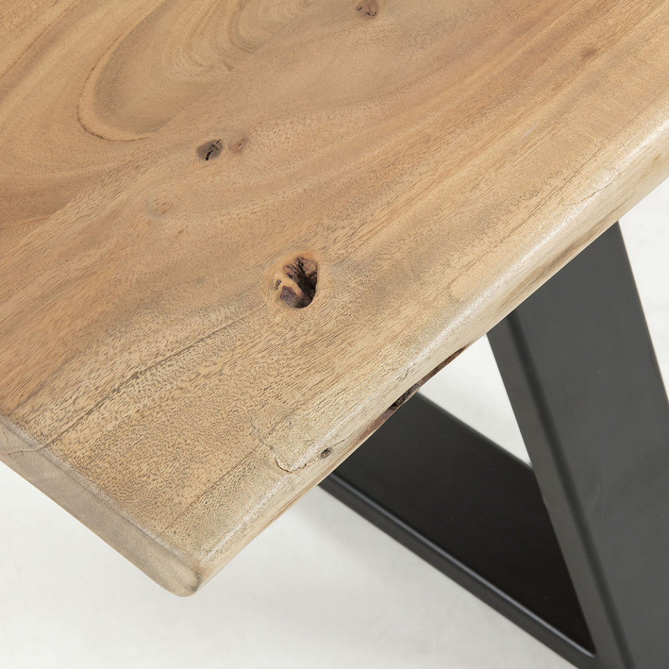 Bancheta maro/neagra din lemn 160 cm Alaia Kave Home