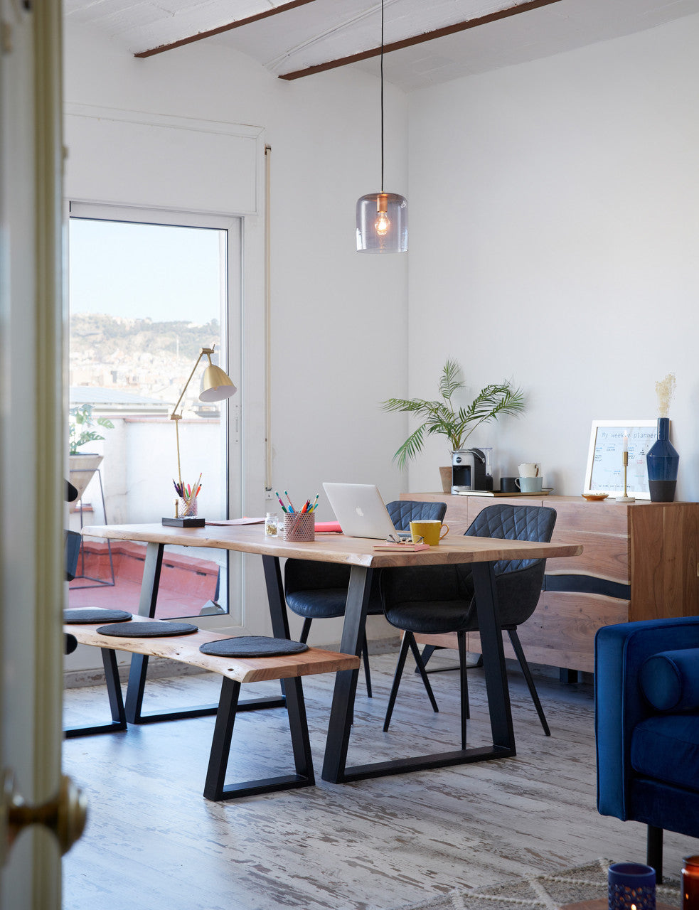 Bancheta maro/neagra din lemn 160 cm Alaia Kave Home