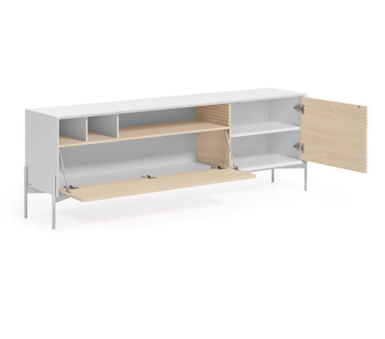 Comoda TV alba/maro din lemn 187 cm Marielle Kave Home