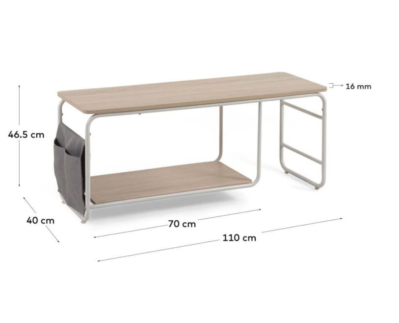 Comoda TV alba/maro din metal 110 cm Yamina Kave Home