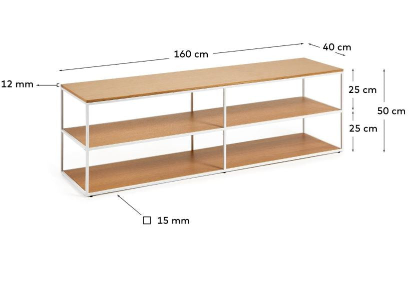 Comoda TV alba/maro din metal 160 cm Yoana Kave Home