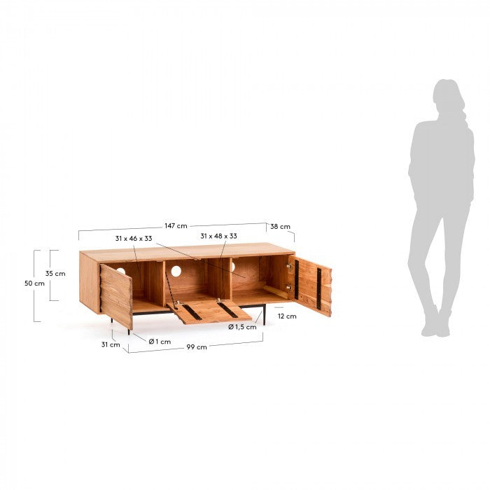 Comoda TV din lemn 147 cm Delsie Kave Home