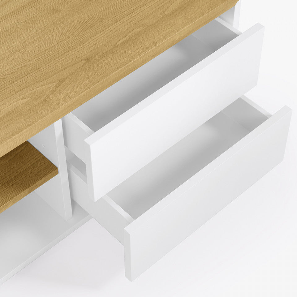 Comoda TV maro/alba din lemn 150 cm Abilen Kave Home