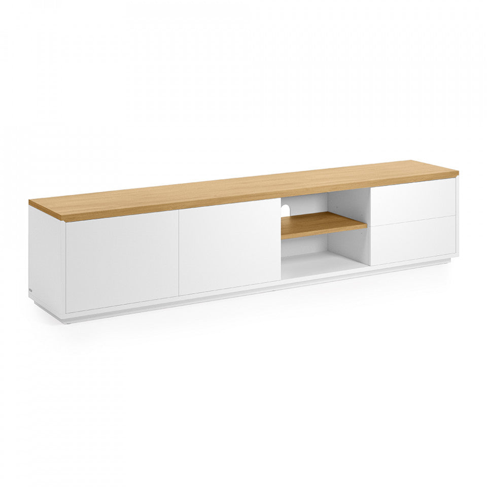 Comoda TV maro/alba din lemn 200 cm Abilen Kave Home