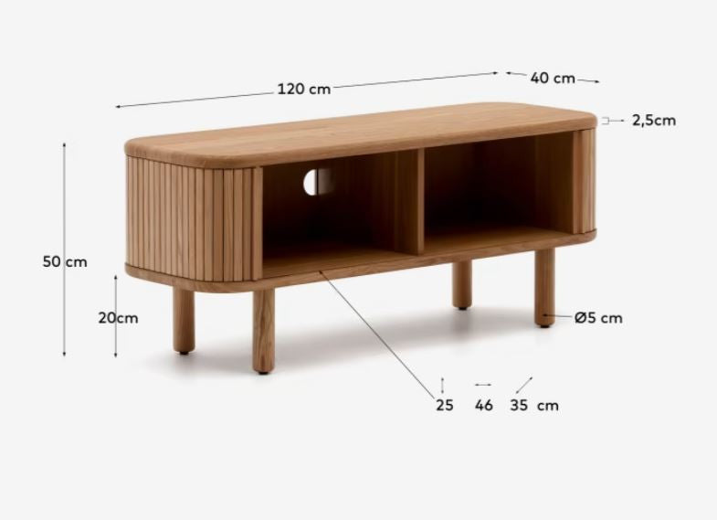 Comoda TV maro deschis din lemn 120 cm Mailen Kave Home