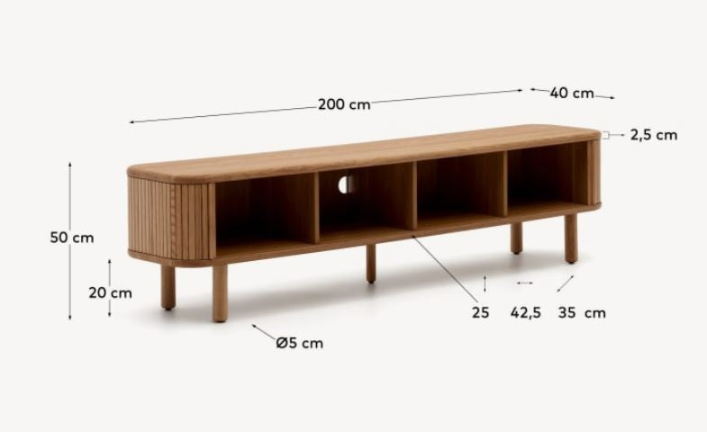 Comoda TV maro deschis din lemn 200 cm Mailen Kave Home