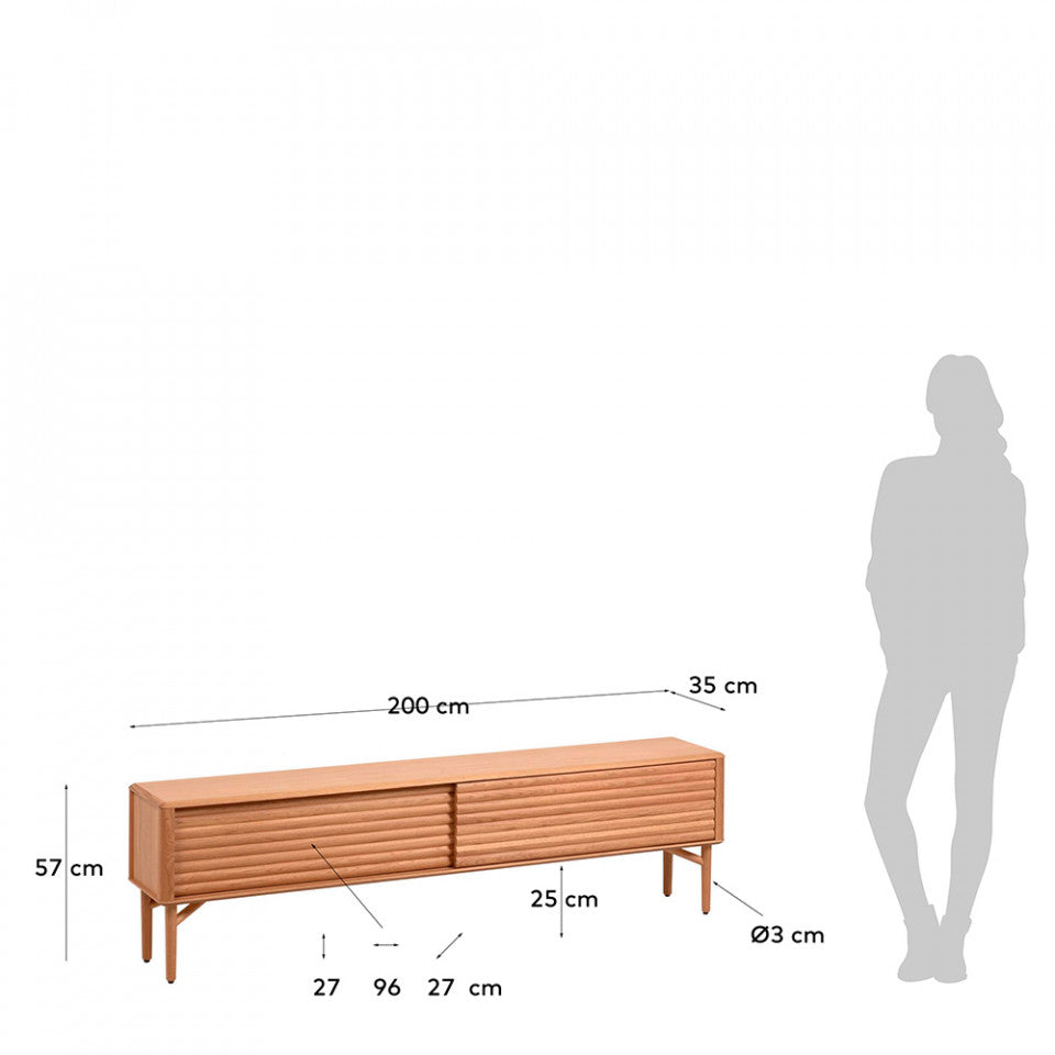 Comoda TV maro din lemn 200 cm Lenon Kave Home