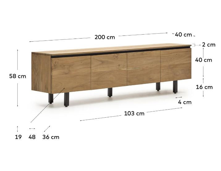 Comoda TV maro din lemn 200 cm Uxue Kave Home