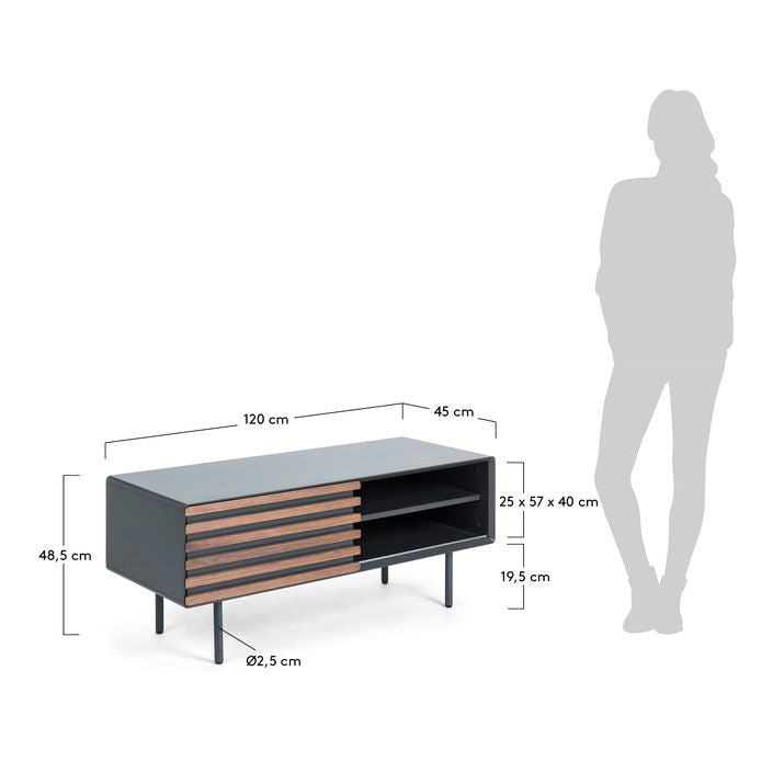 Comoda TV neagra din metal 120 cm Kesia Kave Home