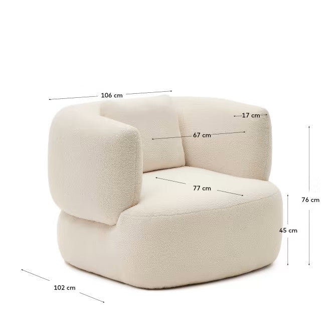 Fotoliu alb antic din textil Martina Kave Home
