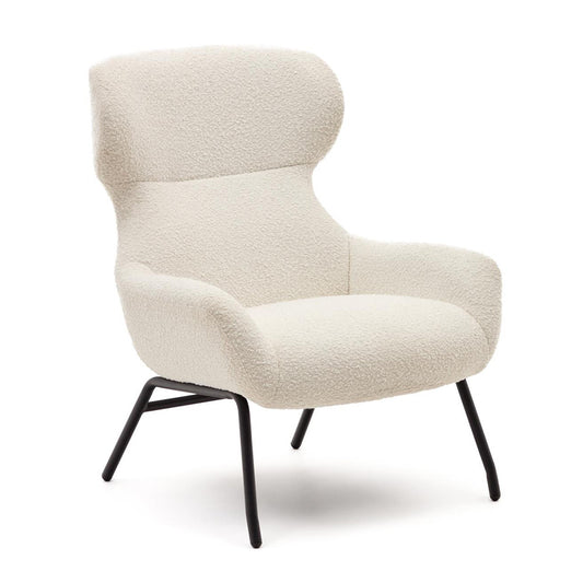 Fotoliu alb din textil Belina Shearling Kave Home