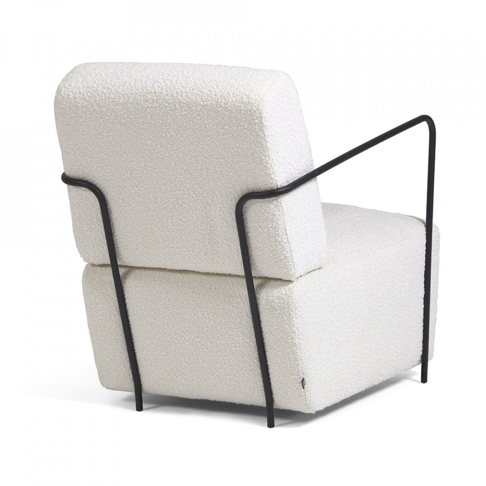 Fotoliu alb din textil Gamer Kave Home