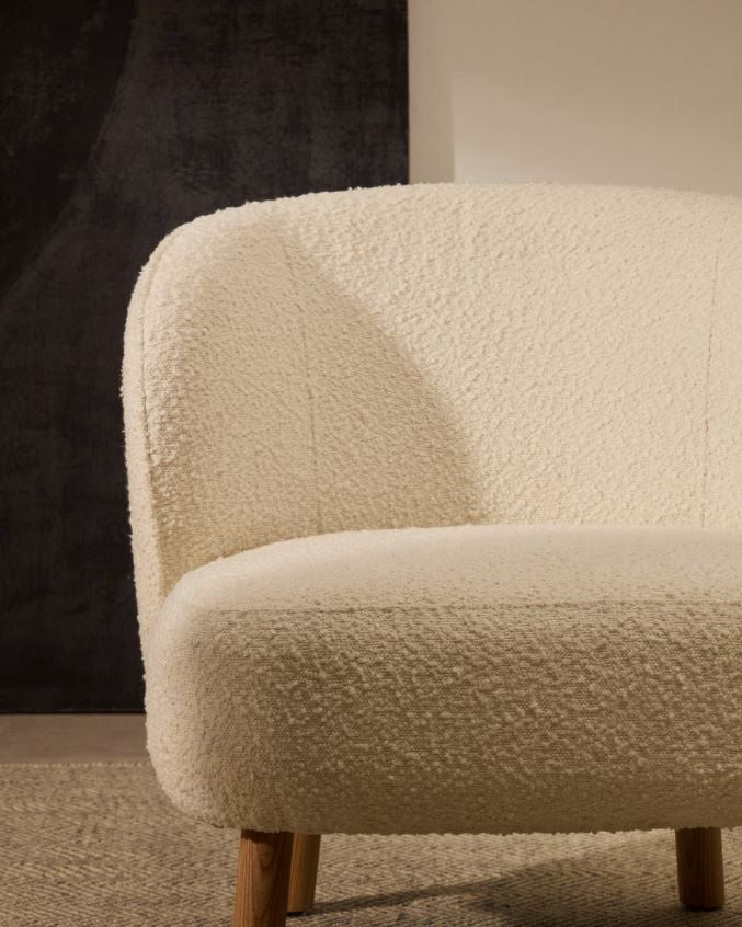 Fotoliu alb din textil Ulit Boucle Kave Home